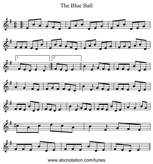 The Blue Ball - staff notation