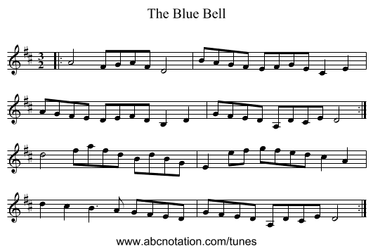 The Blue Bell - staff notation