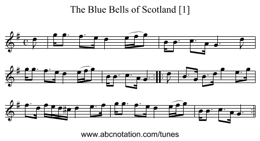 The Blue Bells of Scotland [1] - staff notation