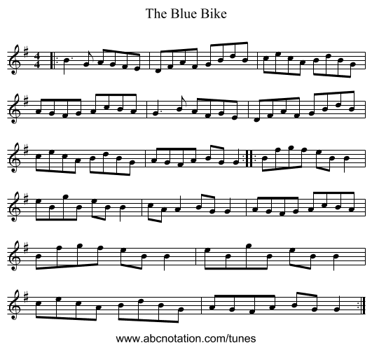 The Blue Bike - staff notation