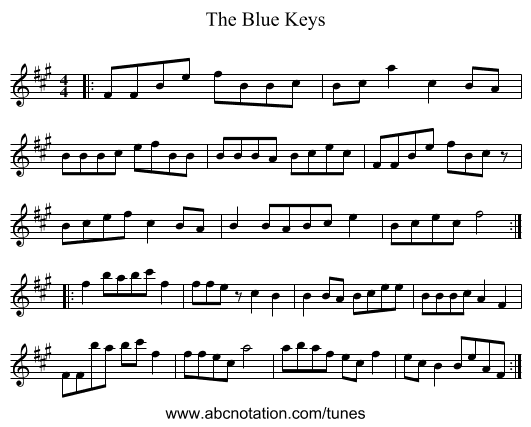 The Blue Keys - staff notation