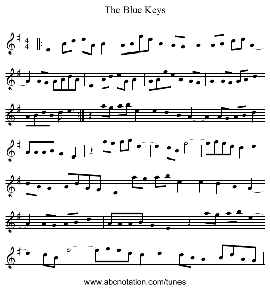 The Blue Keys - staff notation