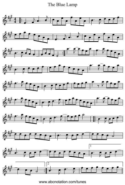 The Blue Lamp - staff notation