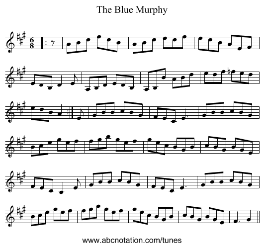The Blue Murphy - staff notation