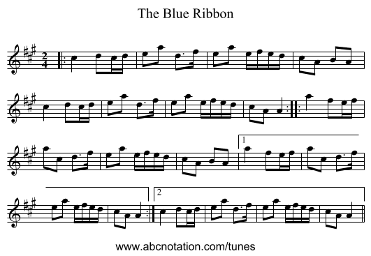 The Blue Ribbon - staff notation