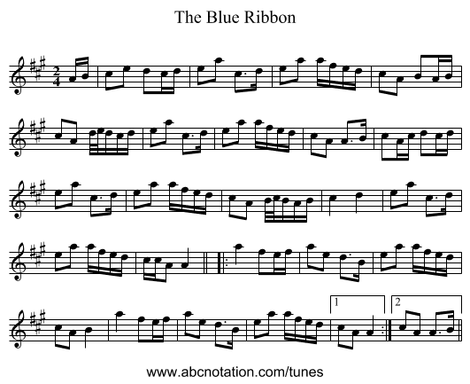 The Blue Ribbon - staff notation
