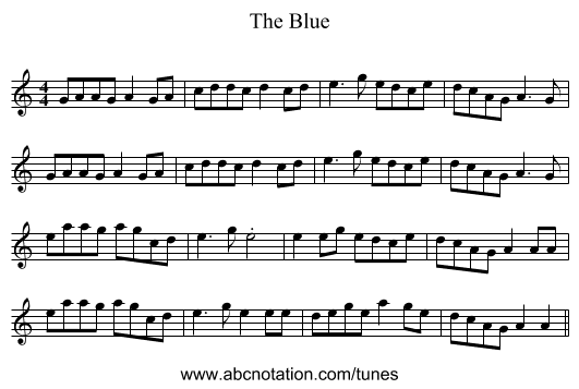 The Blue - staff notation