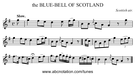 the BLUE-BELL OF SCOTLAND - staff notation