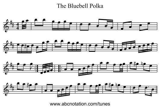 The Bluebell Polka - staff notation