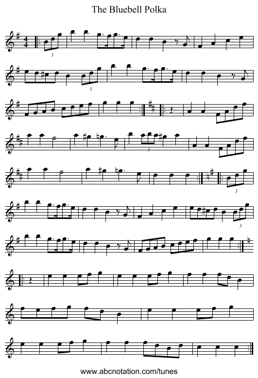 The Bluebell Polka - staff notation