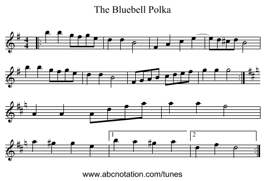 The Bluebell Polka - staff notation