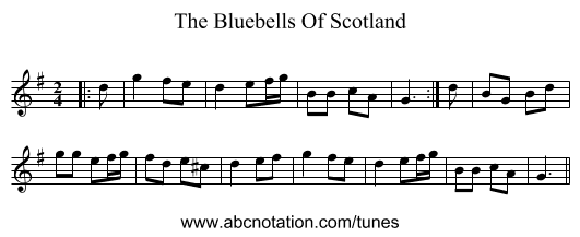 The Bluebells Of Scotland - staff notation