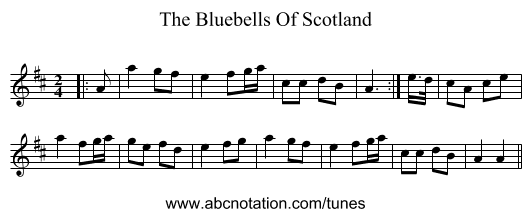 The Bluebells Of Scotland - staff notation