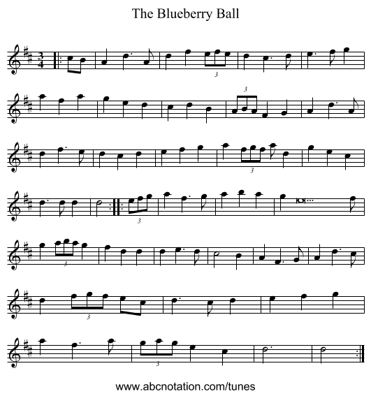 The Blueberry Ball - staff notation