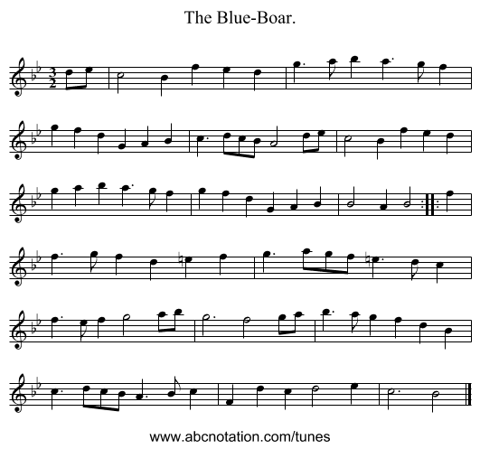 The Blue-Boar. - staff notation