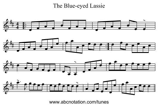 The Blue-eyed Lassie - staff notation