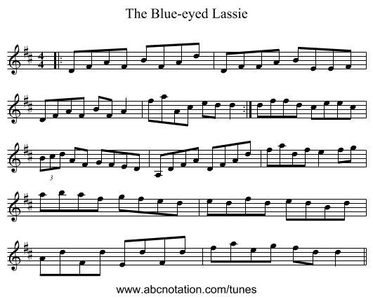 The Blue-eyed Lassie - staff notation