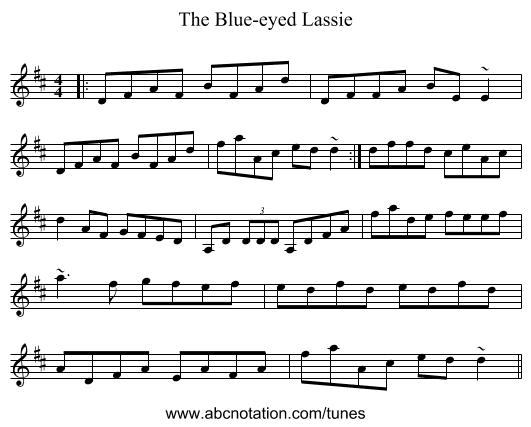 The Blue-eyed Lassie - staff notation