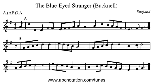 The Blue-Eyed Stranger (Bucknell) - staff notation