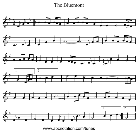 The Bluemont - staff notation