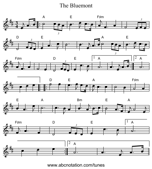 The Bluemont - staff notation