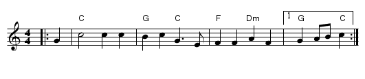 The Boar's Head - staff notation