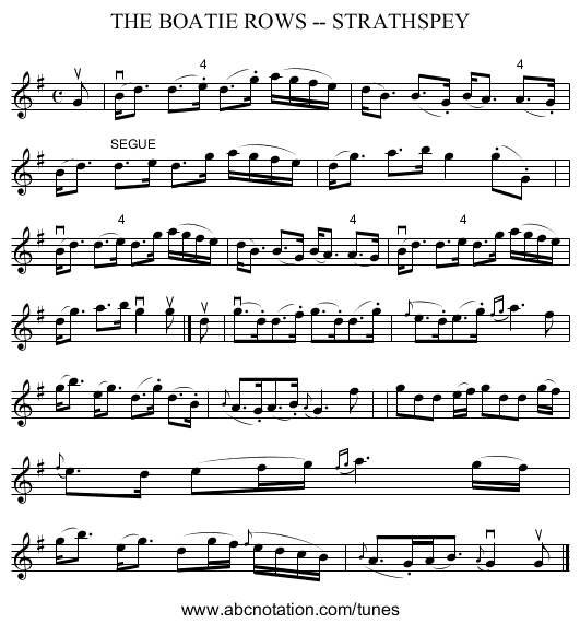 THE BOATIE ROWS -- STRATHSPEY - staff notation