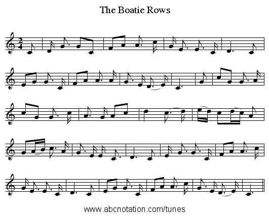 The Boatie Rows - staff notation
