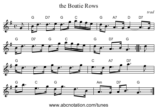 the Boatie Rows - staff notation