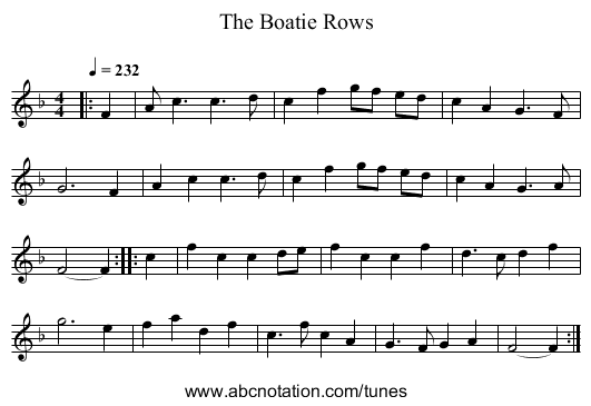 The Boatie Rows - staff notation