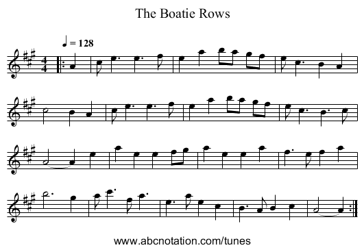 The Boatie Rows - staff notation