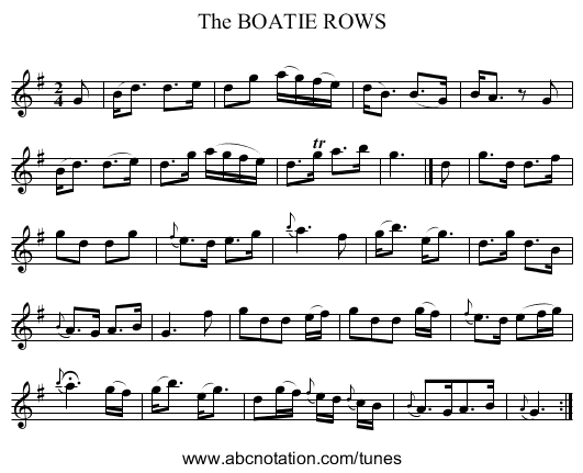 The BOATIE ROWS - staff notation