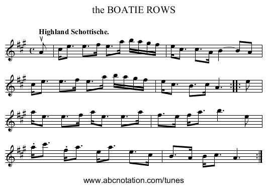the BOATIE ROWS - staff notation