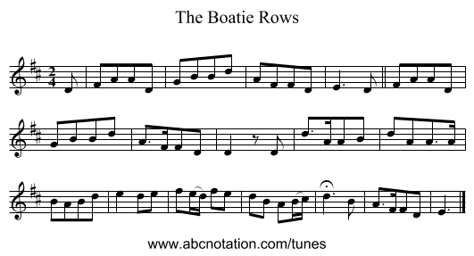 The Boatie Rows - staff notation