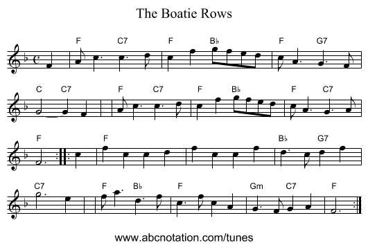 The Boatie Rows - staff notation