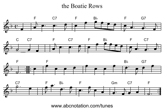the Boatie Rows - staff notation