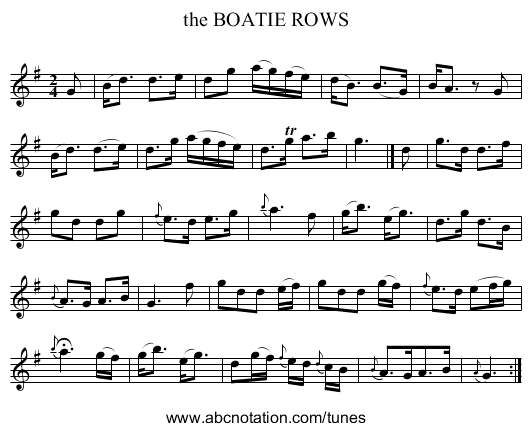 the BOATIE ROWS - staff notation