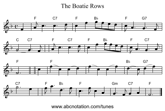 The Boatie Rows - staff notation