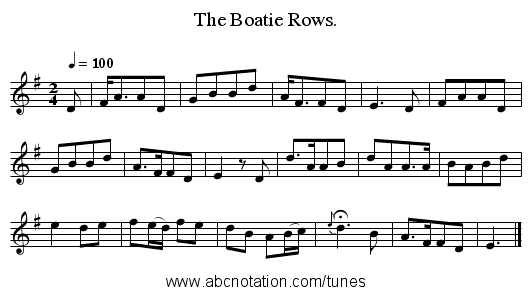 The Boatie Rows. - staff notation
