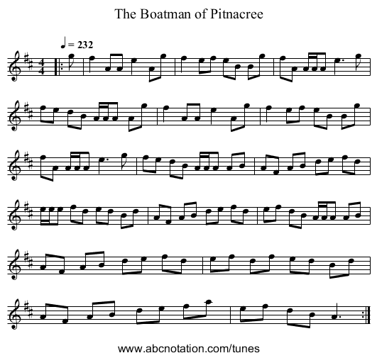 The Boatman of Pitnacree - staff notation