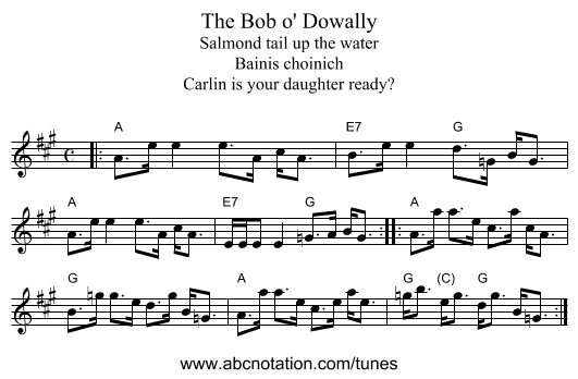 The Bob o' Dowally - staff notation