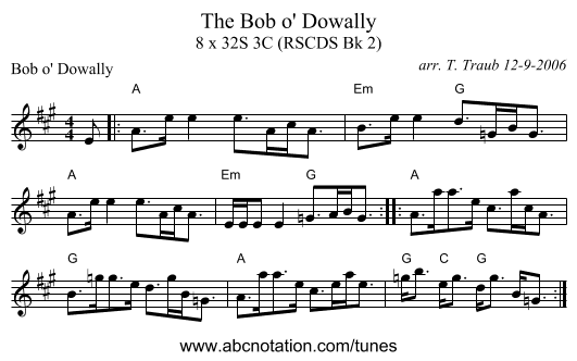 The Bob o' Dowally - staff notation