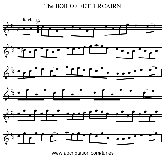 The BOB OF FETTERCAIRN - staff notation