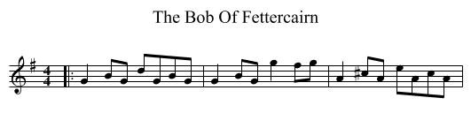 The Bob Of Fettercairn - staff notation