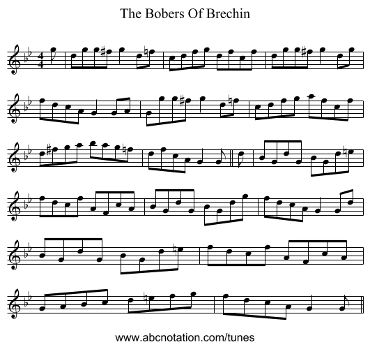 The Bobers Of Brechin - staff notation