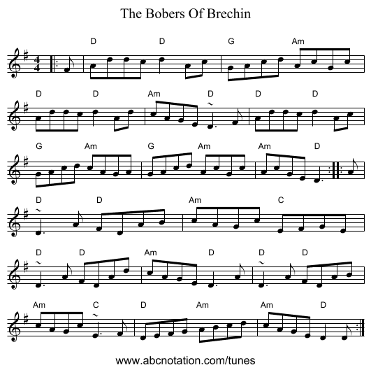 The Bobers Of Brechin - staff notation