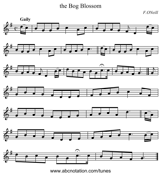 the Bog Blossom - staff notation