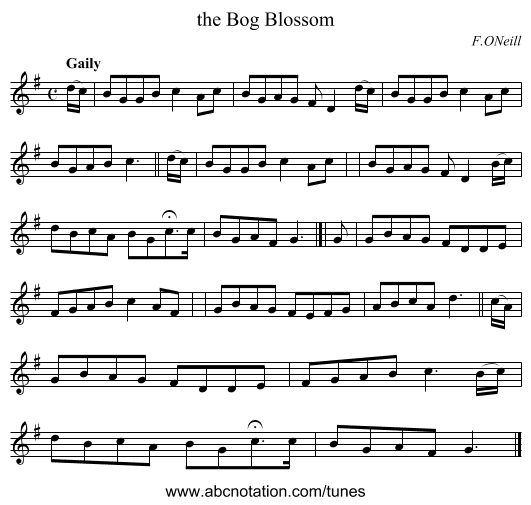 the Bog Blossom - staff notation
