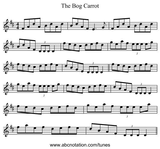 The Bog Carrot - staff notation