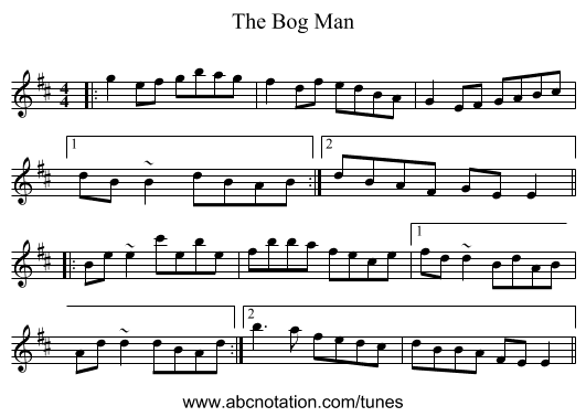 The Bog Man - staff notation